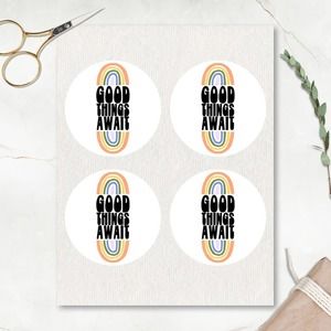 2” Boho Rainbow Retro Packaging Stickers